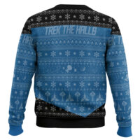 Hooktab Trek The Halls Star Trek 1987 Blue Ugly Christmas Sweater