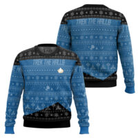 Hooktab Trek The Halls Star Trek 1987 Blue Ugly Christmas Sweater