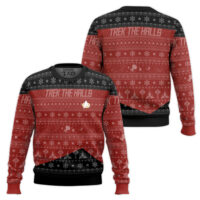 Hooktab Trek The Halls Star Trek 1987 Red Ugly Christmas Sweater