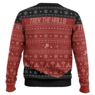 Hooktab Trek The Halls Star Trek 1987 Red Ugly Christmas Sweater