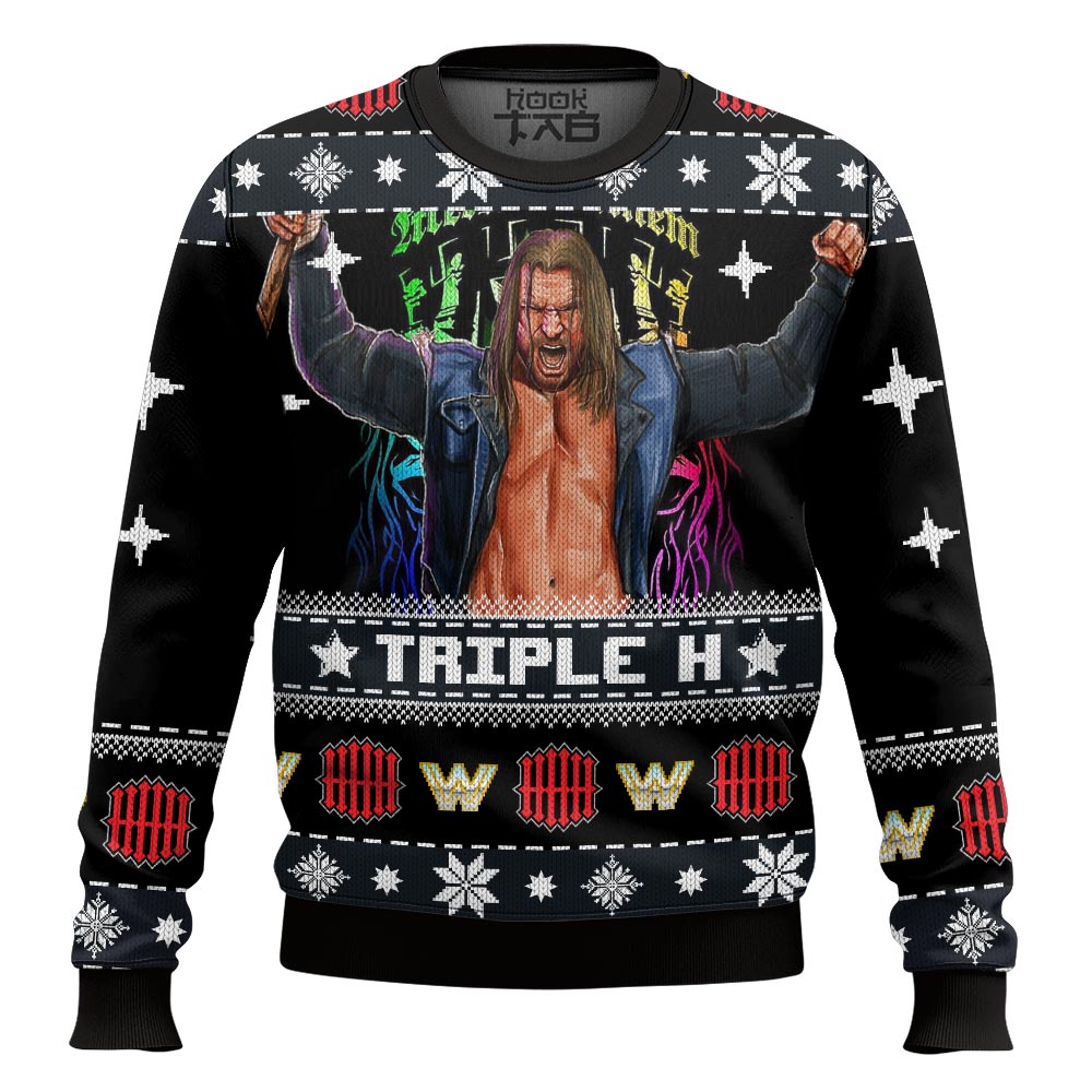 Hooktab Triple H WWE Ugly Christmas Sweater Hooktab Triple H WWE Ugly Christmas Sweater