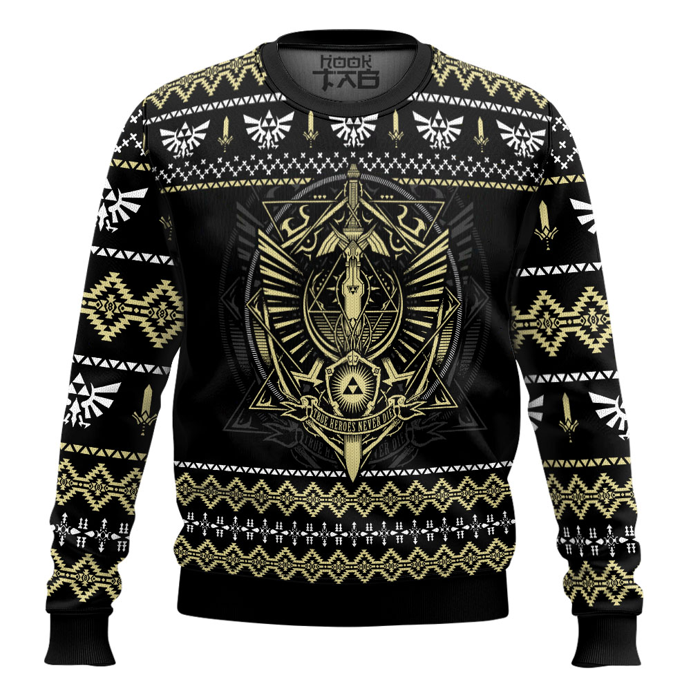 Hooktab True Heroes Never Die The Legend Of Zelda Ugly Christmas Sweater Hooktab True Heroes Never Die The Legend Of Zelda Ugly Christmas Sweater