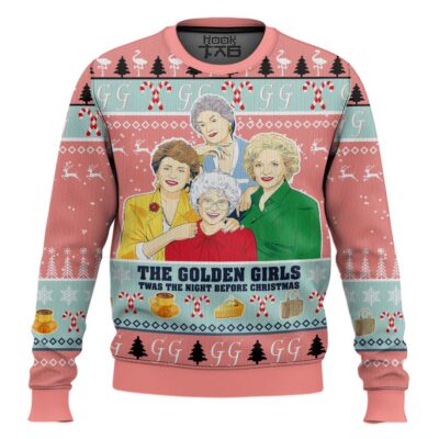 Twas The Night Before Christmas Golden Girl Pink Amazing Ugly Christmas Sweater