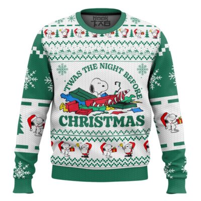 Twas the night before Christmas The Charlie Brown and Snoopy Show Ugly Christmas Sweater