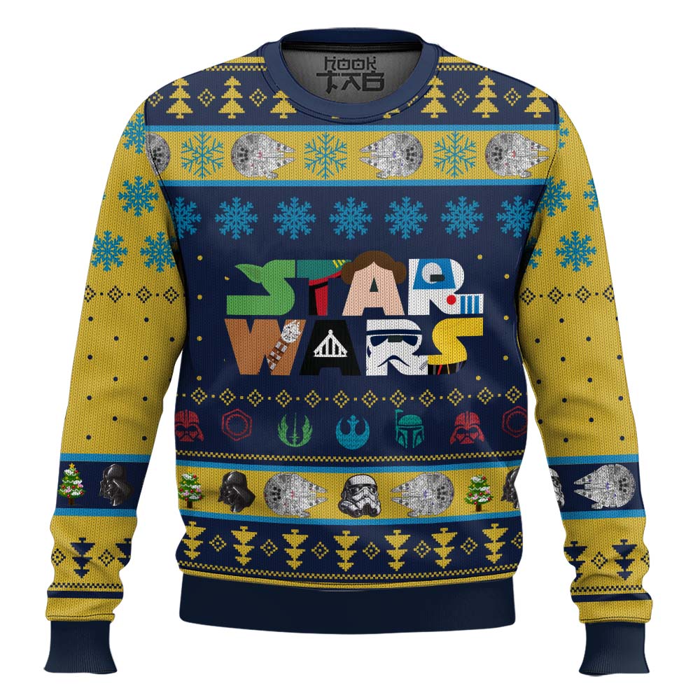 Hooktab Typography Art Star Wars Ugly Christmas Sweater Hooktab Typography Art Star Wars Ugly Christmas Sweater