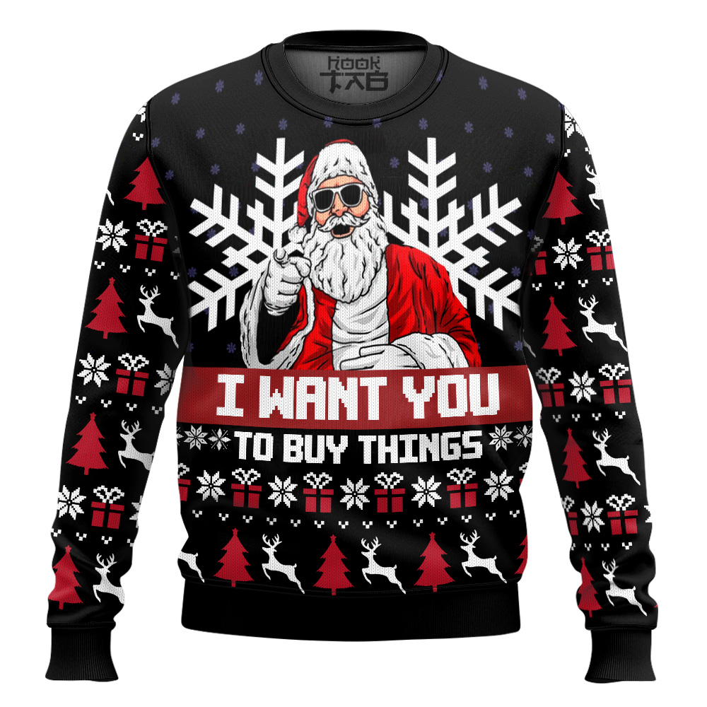 Hooktab Uncle Santa Claus Ugly Christmas Sweater Hooktab Uncle Santa Claus Ugly Christmas Sweater