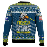 Hooktab US Air Force DD-214 It's A Veteran Thing You Wouldn't Understand - Custom Name And Rank Ugly Sweater