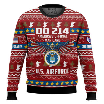 US Air Force DD Form 214 - Custom Name And Rank Ugly Sweater