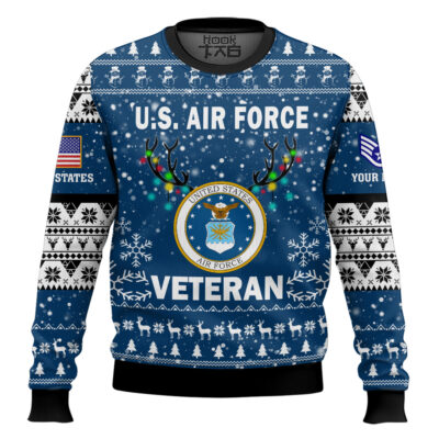 US Air Force Freedom Is The Best Gift - Custom Name And Rank Ugly Sweater