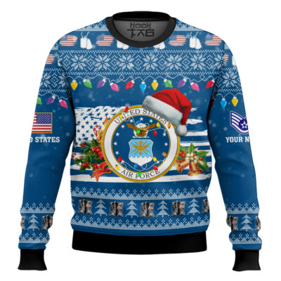 US Air Force Have Yourself A Military Christmas - Custom Name And Rank Ugly Sweater