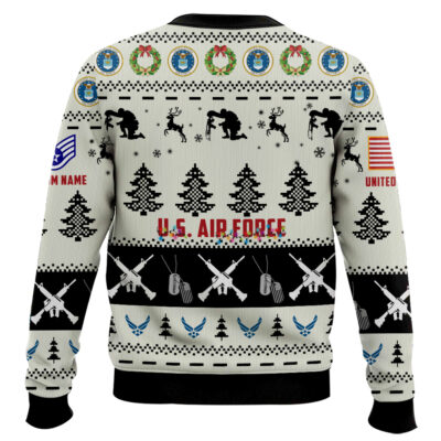 Hooktab US Air Force Honor the Fallen! – Custom Name And Rank Ugly Sweater
