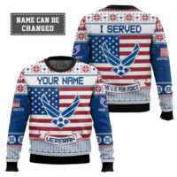 Hooktab US Air Force I Served - Custom Name, Rank And Years Of Service Ugly Sweater