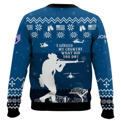 Hooktab US Air Force I Served My Country – Custom Name, Rank And Years Of Service Ugly Sweater