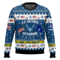 Hooktab US Air Force I Served My Country And Damn Proud Of It - Custom Name, Rank And Years Of Service Ugly Sweater