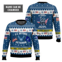 Hooktab US Air Force I Served My Country And Damn Proud Of It - Custom Name, Rank And Years Of Service Ugly Sweater
