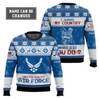Hooktab US Air Force I Served My Country What Did You Do - Custom Name, Rank And Years Of Service Ugly Sweater