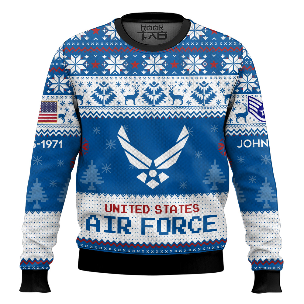 Hooktab US Air Force I Served My Country What Did You Do - Custom Name, Rank And Years Of Service Ugly Sweater Hooktab US Air Force I Served My Country What Did You Do - Custom Name, Rank And Years Of Service Ugly Sweater