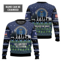 Hooktab US Air Force I Walked The Walk - Custom Name And Rank Ugly Sweater