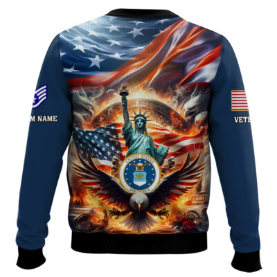 Hooktab US Air Force Liberty Eagle – Custom Name, Rank And Years Of Service Ugly Sweater