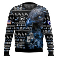 Hooktab US Air Force Liberty Eagle I Served My Country - Custom Name And Rank Ugly Sweater