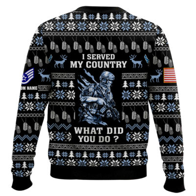 Hooktab US Air Force Liberty Eagle I Served My Country – Custom Name And Rank Ugly Sweater