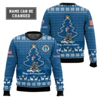 Hooktab US Air Force Merry Christmas - Custom Name And Rank Ugly Sweater
