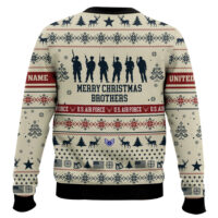 Hooktab US Air Force Merry Christmas Brothers - Custom Name And Rank Ugly Sweater