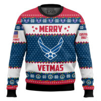 Hooktab US Air Force Merry Vetmas - Custom Name And Years Of Service Ugly Sweater
