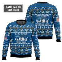 Hooktab US Air Force Merry Xmas Brothers And Sisters - Custom Name And Rank Ugly Sweater