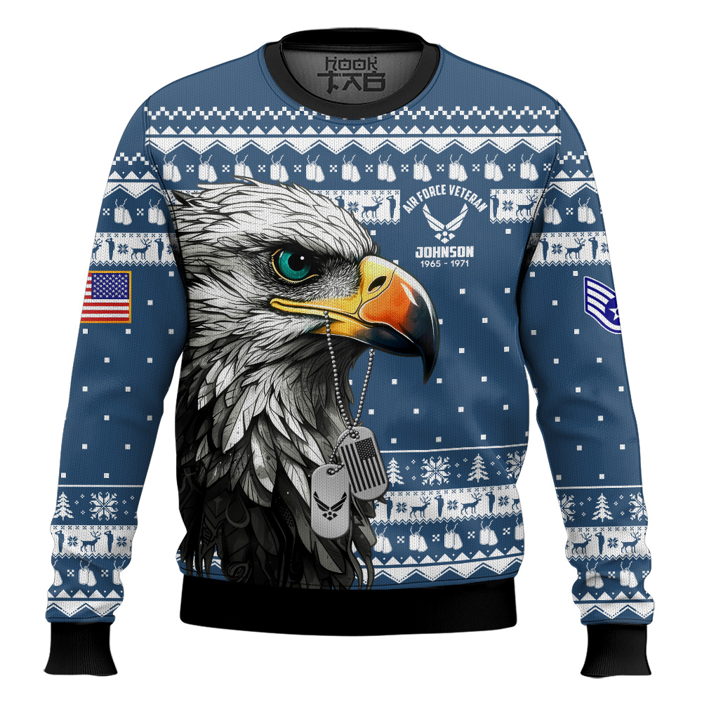 Hooktab US Air Force Nobody Gives Me This Title I Earned It - Custom Name, Rank And Years Of Service Ugly Sweater Hooktab US Air Force Nobody Gives Me This Title I Earned It - Custom Name, Rank And Years Of Service Ugly Sweater