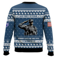 Hooktab US Air Force Nobody Gives Me This Title I Earned It - Custom Name, Rank And Years Of Service Ugly Sweater