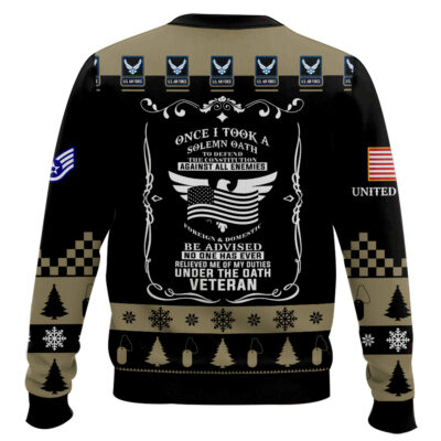 Hooktab US Air Force Once I Took a Solemn Oath – Custom Name And Rank Ugly Sweater