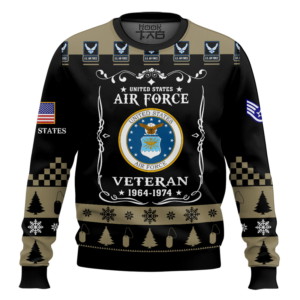 Hooktab US Air Force Once I Took a Solemn Oath - Custom Name And Rank Ugly Sweater Hooktab US Air Force Once I Took a Solemn Oath - Custom Name And Rank Ugly Sweater