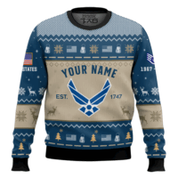 Hooktab US Air Force Proud Motto - Custom Name, Rank And Years Of Service Ugly Sweater