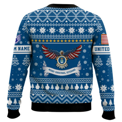 Hooktab US Air Force Proud Veteran – Custom Name And Rank Ugly Sweater