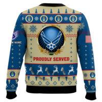 Hooktab US Air Force Proudly Served - Custom Name And Rank Ugly Sweater