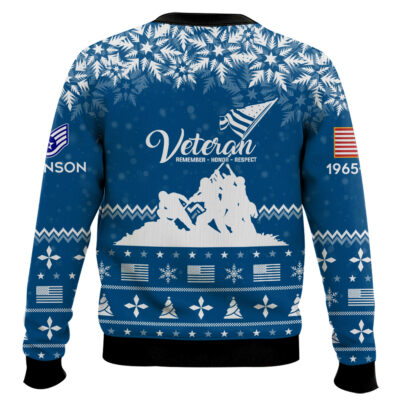 Hooktab US Air Force Remember-Honor-Respect – Custom Name, Rank And Years Of Service Ugly Sweater