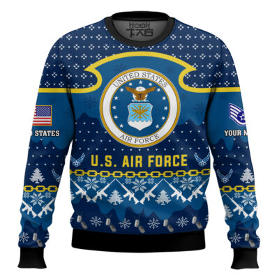 US Air Force Santa's Favorite Veteran - Custom Name And Rank Ugly Sweater