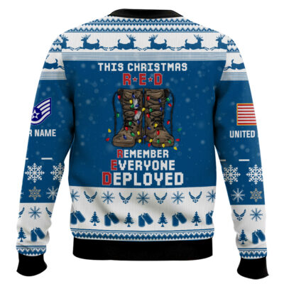 Hooktab US Air Force This Christmas R.E.D – Custom Name And Rank Ugly Sweater
