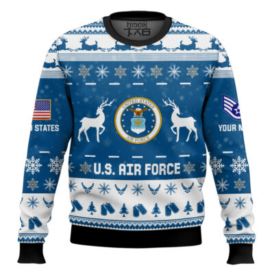US Air Force This Christmas R.E.D - Custom Name And Rank Ugly Sweater