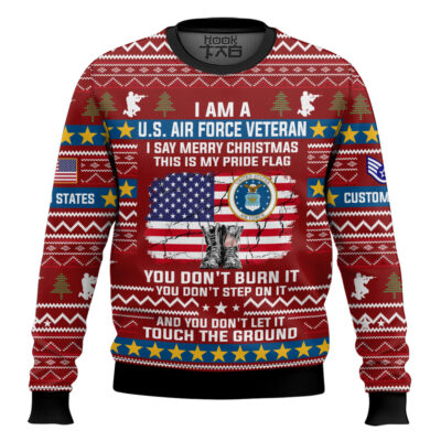 US Air Force This Is My Pride Flag - Custom Name And Rank Ugly Sweater