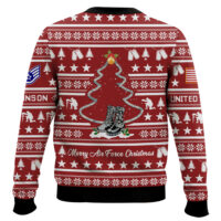 Hooktab US Air Force Veteran Merry Christmas - Custom Name And Rank Ugly Sweater