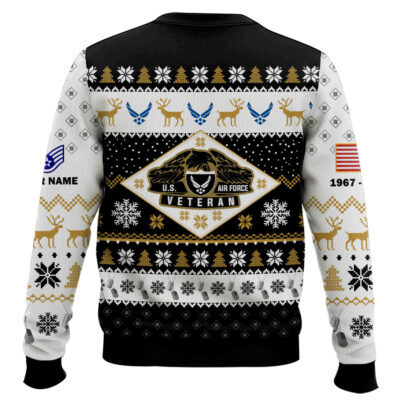 Hooktab US Air Force Veterans – Custom Name, Rank And Years Of Service Ugly Sweater