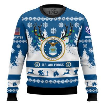 US Air Force You'll Never Walk Alone - Custom Name and Rank Ugly Sweater