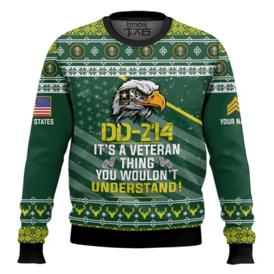 US Army DD-214 It's A Veteran Thing You Wouldn't Understand - Custom Name And Rank Ugly Sweater