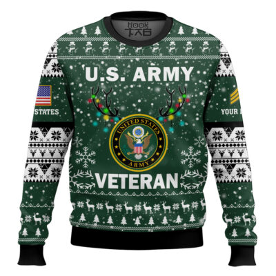 US Army Freedom Is The Best Gift - Custom Name And Rank Ugly Sweater