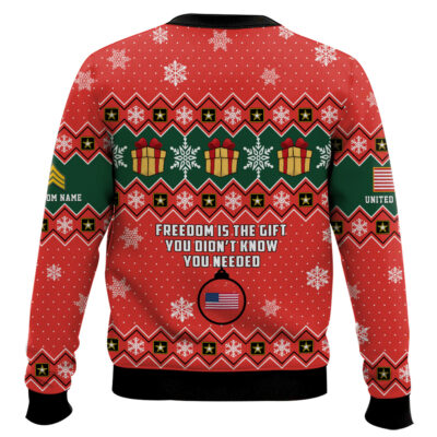 Hooktab US Army Freedom Is The Gift You Didn’t Know You Needed – Custom Name And Rank Ugly Sweater