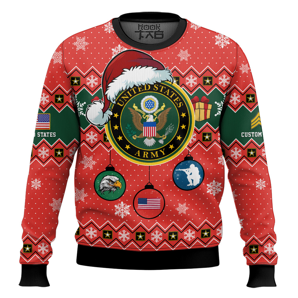Hooktab US Army Freedom Is The Gift You Didn't Know You Needed - Custom Name And Rank Ugly Sweater Hooktab US Army Freedom Is The Gift You Didn't Know You Needed - Custom Name And Rank Ugly Sweater
