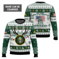 Hooktab US Army God Found The Strongest Men And Made Them Veteran - Custom Name And Rank Ugly Sweater