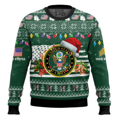 US Army Have Yourself A Military Christmas - Custom Name And Rank Ugly Sweater
